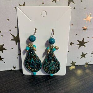 NWT CHICOS Turquoise Teardrop Dangle Earrings